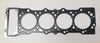 Black rubber head gasket with four circular openings and a rectangular cutout for mitsubishi canter 4m42 engine