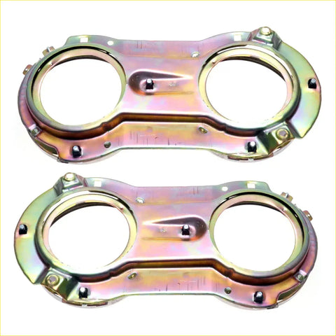 Shiny metallic head light brackets x2 for nissan datsun 620 1972-1979 with chrome dual-gauge housing and reinforced mounts