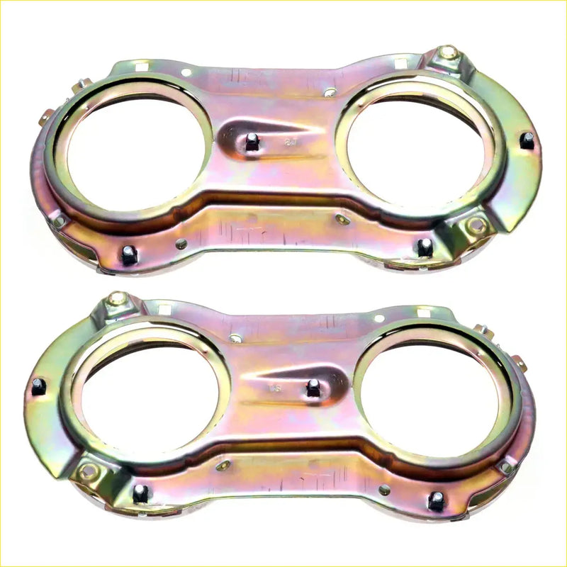 Shiny metallic head light brackets x2 for nissan datsun 620 1972-1979 with chrome dual-gauge housing and reinforced mounts