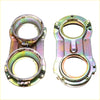 Shiny metallic head light brackets x2 with rainbow finish and bolted circular openings for nissan datsun 620 72-79