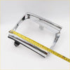 Chrome finished rectangular headlight housing with sleek reflective surface and mounting bracket for toyota hilux 2wd 85-97