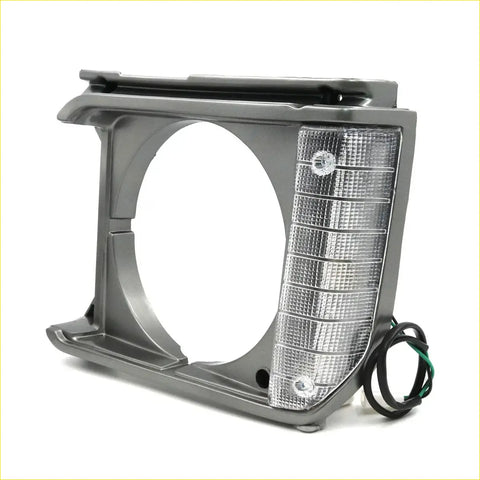 Gray plastic headlight door rhs for toyota hilux 2wd 1978-1983 with clear textured lens and visible wiring backside view
