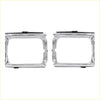 Pair of chrome rectangular headlight bezels with polished metallic finish for Toyota Hilux 2WD 1987-1997