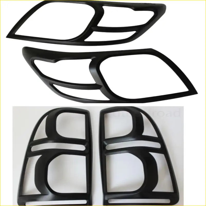Black plastic headlight and taillight covers with sleek modern design for toyota hilux 2012-2015