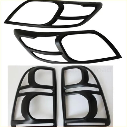 Black plastic headlight and taillight covers with sleek modern design for toyota hilux 2012-2015