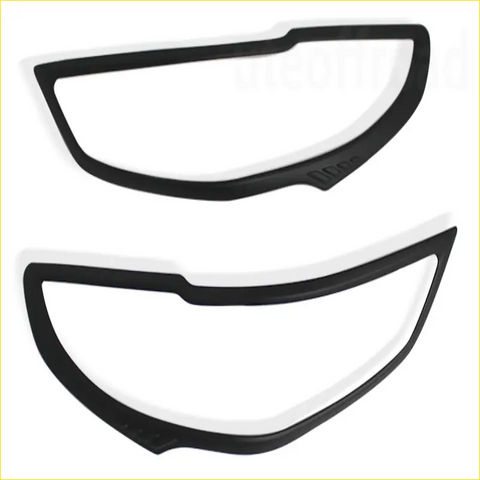 Black plastic headlight covers for Mazda BT 50 2021 plus showing back side of trim pieces for automotive use