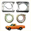 Chrome finished headlight and fog light bezels for vintage orange toyota hilux n30 n40 rn33 rn42 1978-1983 pickup