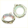 Shiny chrome headlight housing surround with circular design and mounting brackets for toyota hilux rn36 rn40 1979-1983