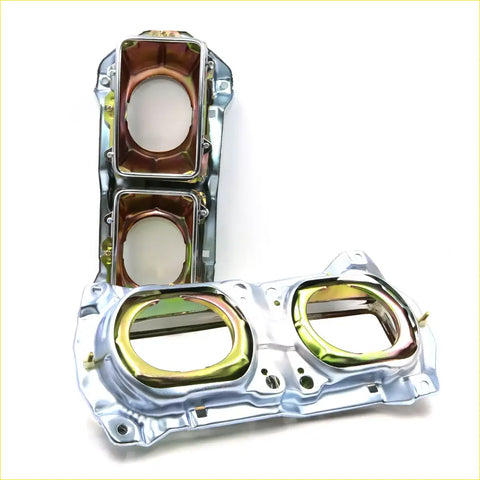 Shiny chrome-plated engine intake manifold with three circular openings and metallic finish for nissan datsun ute 720