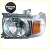 Headlights x 2 for Toyota Land Cruiser LC70 LC76 2007-2015 clear plastic assembly with circular bulb and amber turn signal lens