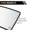 Heated left side mirror glass for toyota tundra with black frame real glass and smooth edges shown from back side