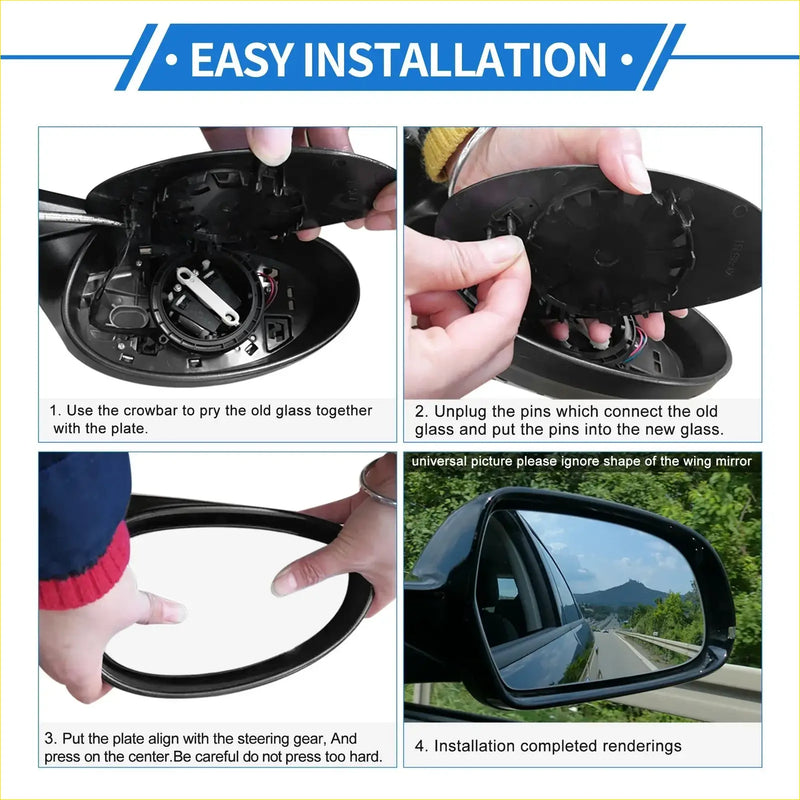 Back side of heated black plastic mirror glass replacement with clear panel and wiring for Toyota Previa Estima 1990-1999