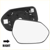 Heated mirror glass with backing plate for toyota prius 2001-2009 showing black plastic housing with white glass panel