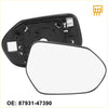 Black plastic heated mirror glass with backing plate showing the white reflective side for toyota prius 2010-2015