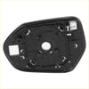 Black plastic heated mirror glass housing with backing plate and mounting brackets shown from the back for toyota prius 2010-2015