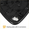 Black plastic heated mirror glass backing plate with silver heat element and connectors for toyota rav4 2013-2018