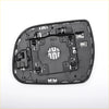 Back side of a black plastic heated right side mirror glass housing with mounting brackets for toyota sienna 2011-2019