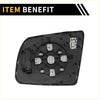 Back side of heated right side mirror glass housing in black plastic with white striped accents for Toyota Tundra