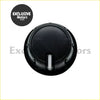 Black circular fuel cap with silver release tab perfect for heater control knobs x3 suits toyota hilux kun16