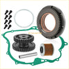 Black heavy duty flywheel puller starter clutch with copper bearing and silver parts for V Star 1100 shown from back side