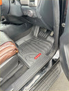 Black rubber heavy duty floor mat with red ranger logo and textured grooves for grip for Ford Ranger PX1 PX2 PX3 and Everest