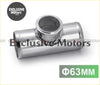 Shiny chrome stainless steel 63mm diameter t-shaped exhaust pipe fitting for high flow 50mm bov blow off valve flange