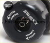 Black plastic air brake valve back with white softer plumb back and harder plumb back text for diesel blow off valve