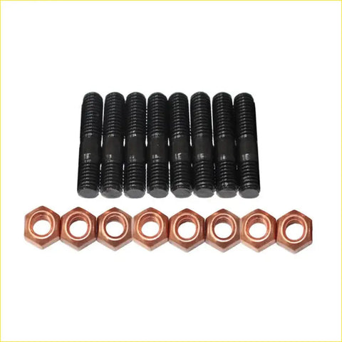 Set of black threaded high tensile bolts with copper hex nuts for ford courier wl-t 25l exhaust manifold stud kit