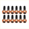 Set of ten copper-colored high tensile exhaust manifold hex head bolts with black threads for ford falcon xr6 ba bf fg