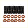 Set of black high tensile threaded bolts and copper hexagonal nuts for ford territory sx sy barra 4.0l exhaust manifold kit