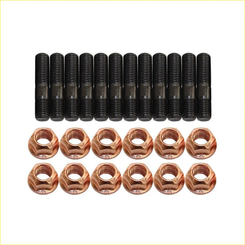 Set of black high tensile threaded bolts and copper hexagonal nuts for ford territory sx sy barra 4.0l exhaust manifold kit
