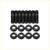 Set of black coated steel high tensile engine bolts and hex nuts arranged in rows for nissan navara d40 exhaust manifold
