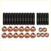 Set of black high tensile exhaust manifold and turbo dump pipe studs with copper hex nuts for ford use