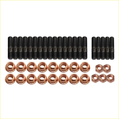 Set of black high tensile exhaust manifold and turbo bolts with copper hex nuts for ford falcon xr6 ba bf fg