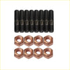 Set of black high tensile threaded bolts and copper hex nuts for ford courier wl-t 25l turbo charger stud kit