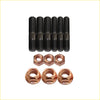 Set of six black threaded high tensile bolts and three copper hex nuts for ford transit 2.2l fwd turbo charger kit
