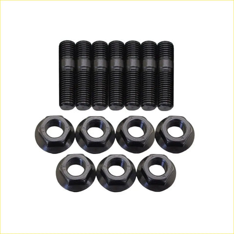 Set of black coated steel high tensile turbo studs and hex nuts for mitsubishi outlander 4n14 2.2l automotive use