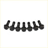 Set of seven black coated steel lug bolts with hex heads from high tensile turbo stud kit for mitsubishi outlander 4n14 2.2l