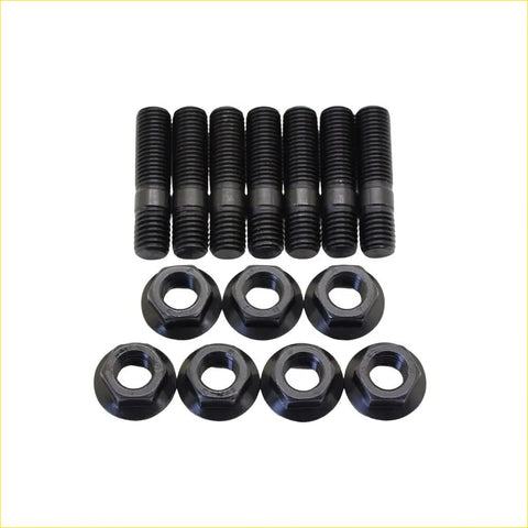 Set of black coated steel high tensile turbo studs with hex nuts for nissan pathfinder r51 yd25 2.5l use