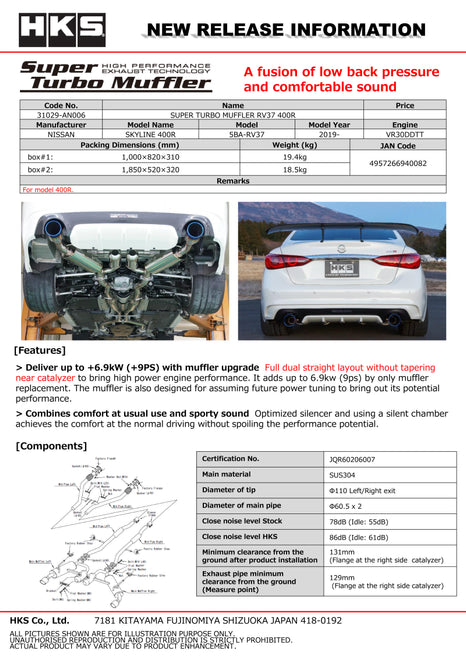 HKS SUPER TURBO MUFFLER RV37 400R
