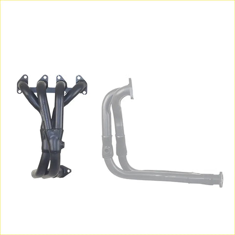 Black metal exhaust manifold and header set for holden barina sb 1.4l sohc efigasket dsf709c shown from back side