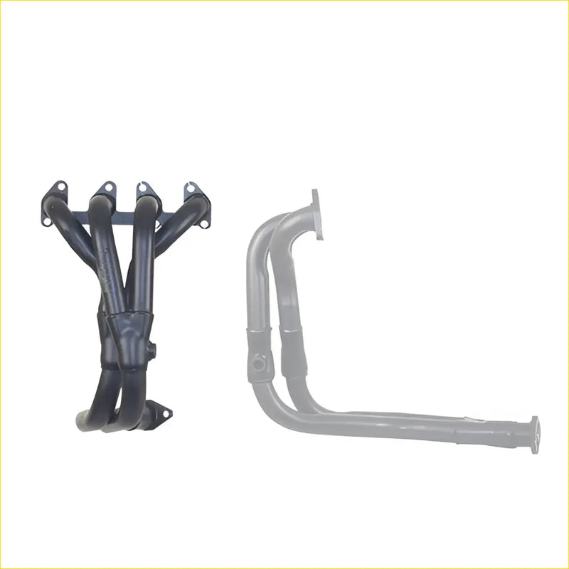 Black metal exhaust manifold and header set for holden barina sb 1.4l sohc efigasket dsf709c shown from back side