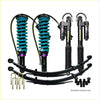 Set of four black and teal dobinsons coil-over shocks with purple accents for holden colorado rg 2012 on monotube remote reservoir