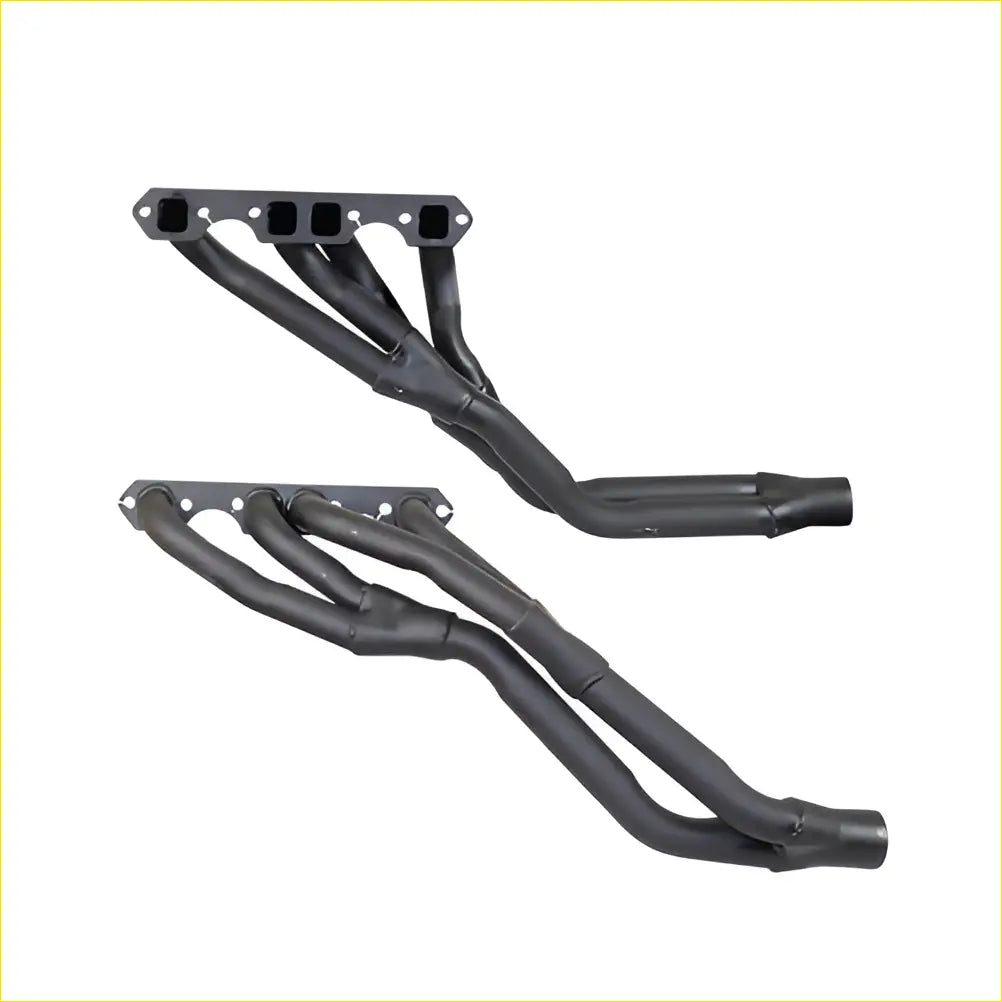 Black matte finish aftermarket exhaust manifolds with flanged mounting ends for holden torana lh-lx 253-308 tri-y gasket