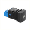 Black plastic hole expansion port switch sensor with blue connector and silver button for toyota vehicles backside view