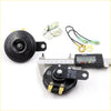 Black denso motorcycle horn with gold terminals and bracket showing back for nissan datsun cedric 1971-1984