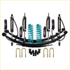 Black and teal coilover suspension kit with shock absorbers springs and mounting hardware for toyota landcruiser 78 series