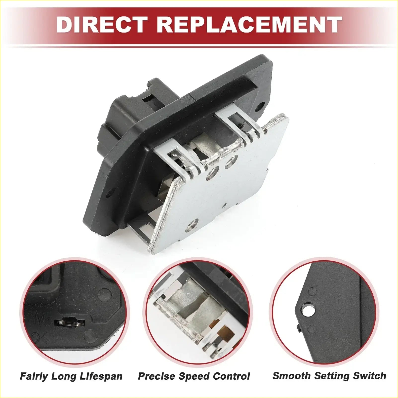 Hvac blower motor resistor for toyota highlander 2004-2005 black and silver with plastic housing and metal parts
