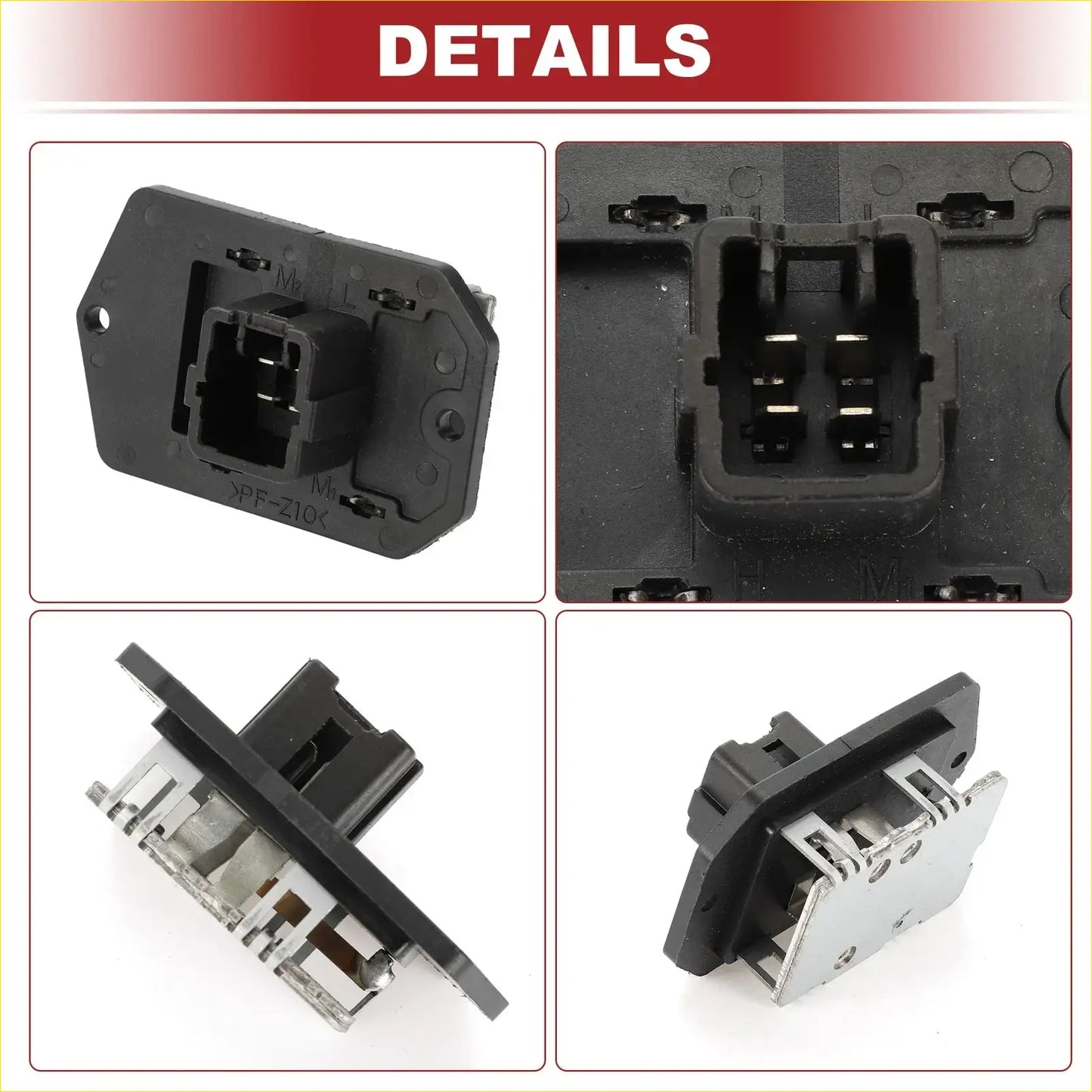 Black plastic heater control switch with metallic terminals and molded housing for toyota highlander 2004 2005 back side