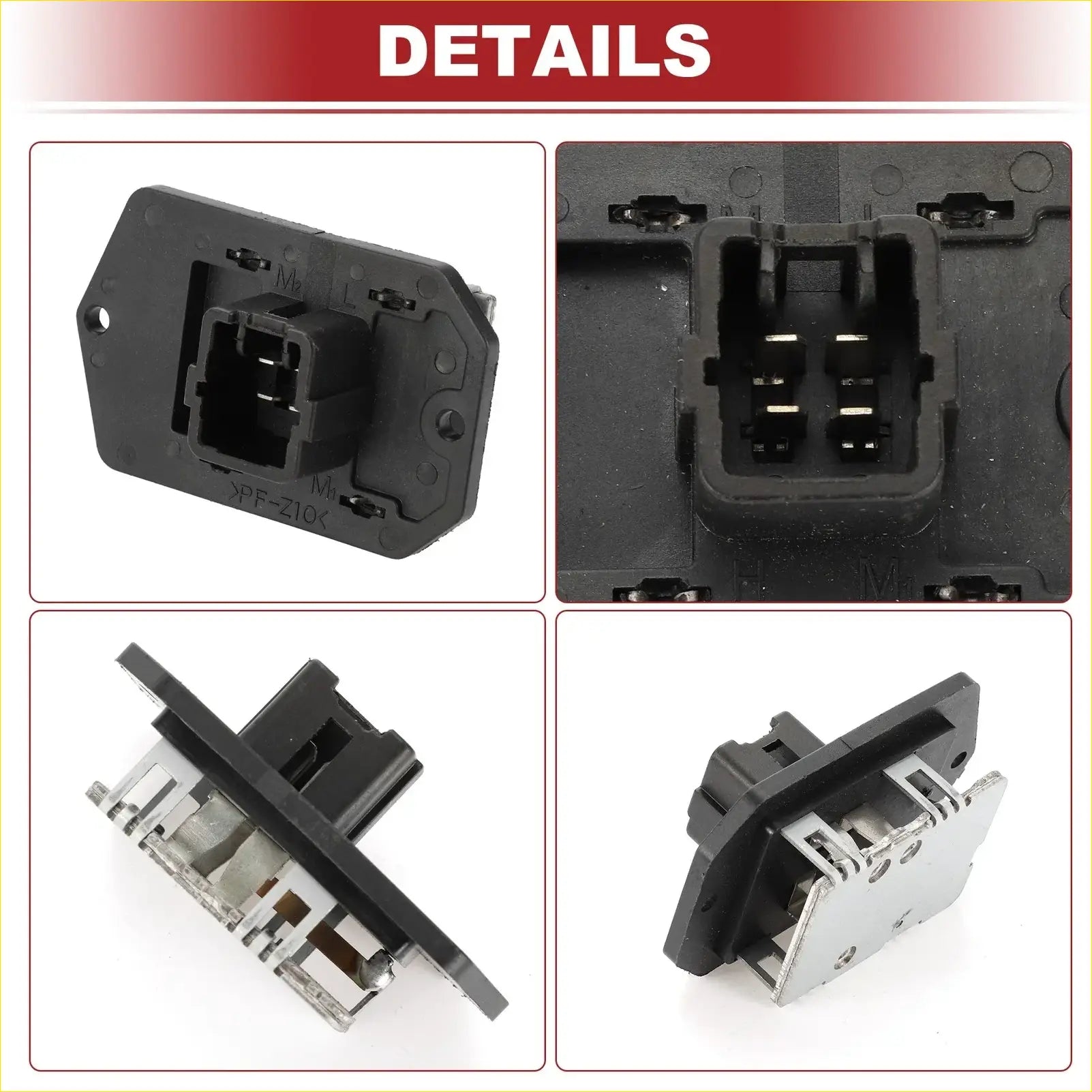 Black plastic heater control switch with metallic terminals and molded housing for toyota highlander 2004 2005 back side